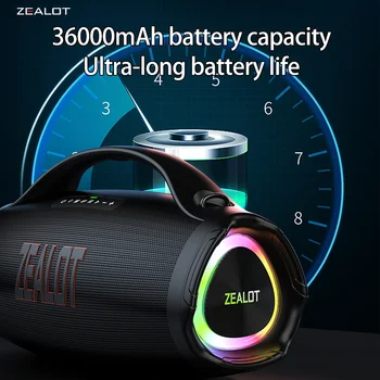 Zealot S98 160W Wireless speaker, Outdoor Portable Subwoofer Speaker, Hifi Sound quality,Dual Pairing, Fast Charging,36000mAh. 5