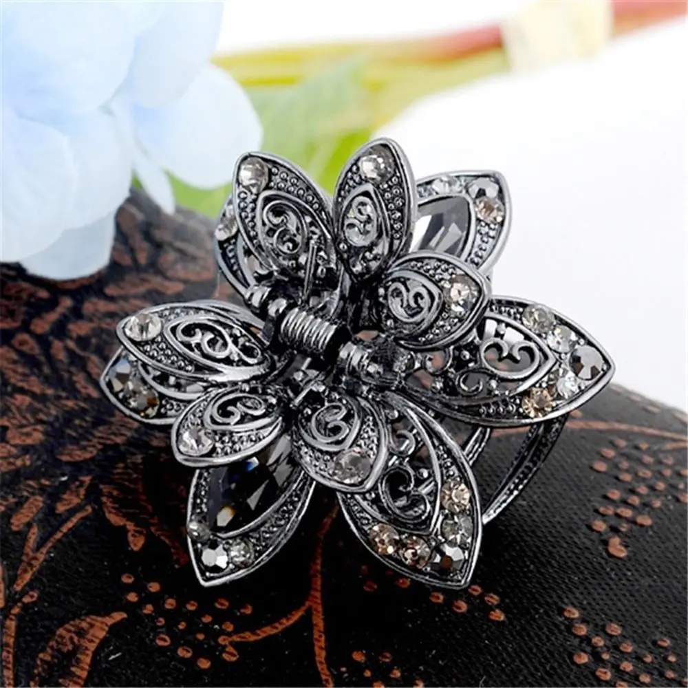 Frauen Kristall Haars pange Klaue Blume Haar Zubehör Strass Haars pange Haar Krallen Krabben Schmuck Styling-Tool – Detail 10