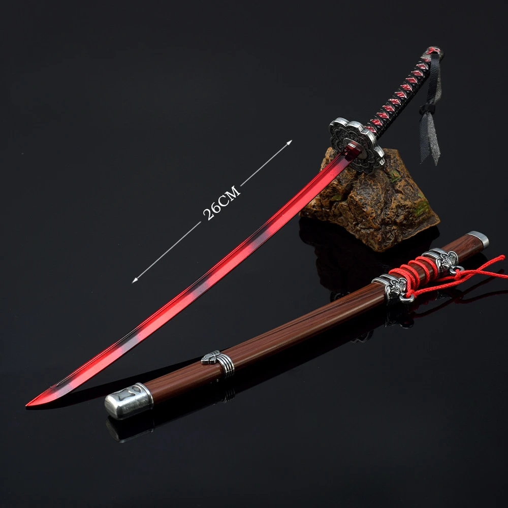 26cm Mortal Blade Kusabimaru Katana Set Anime Game Peripheral Metal Samurai Sword Weapon Model Ornament Crafts Gifts Toys Boys 4