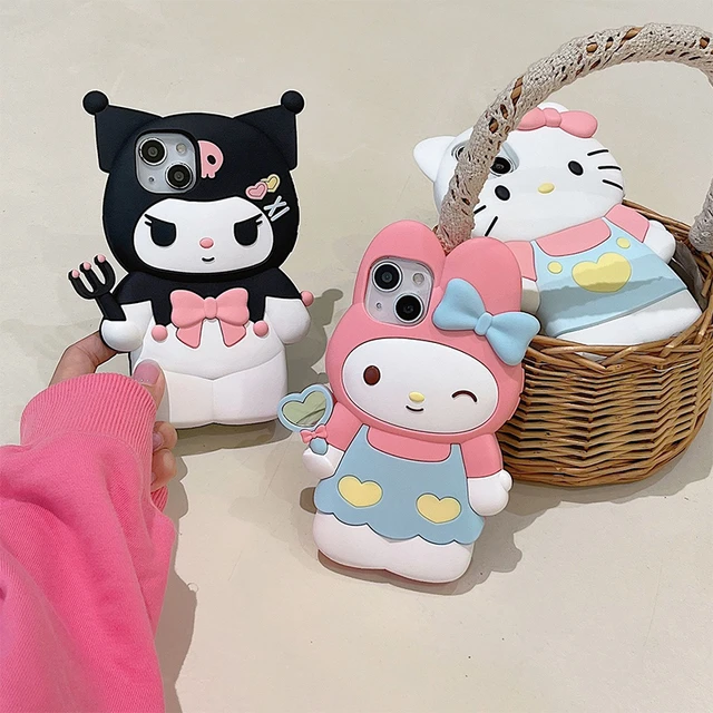 Anime Kuromi My Melody Mirror Stand Kawaii Matching iPhone Case