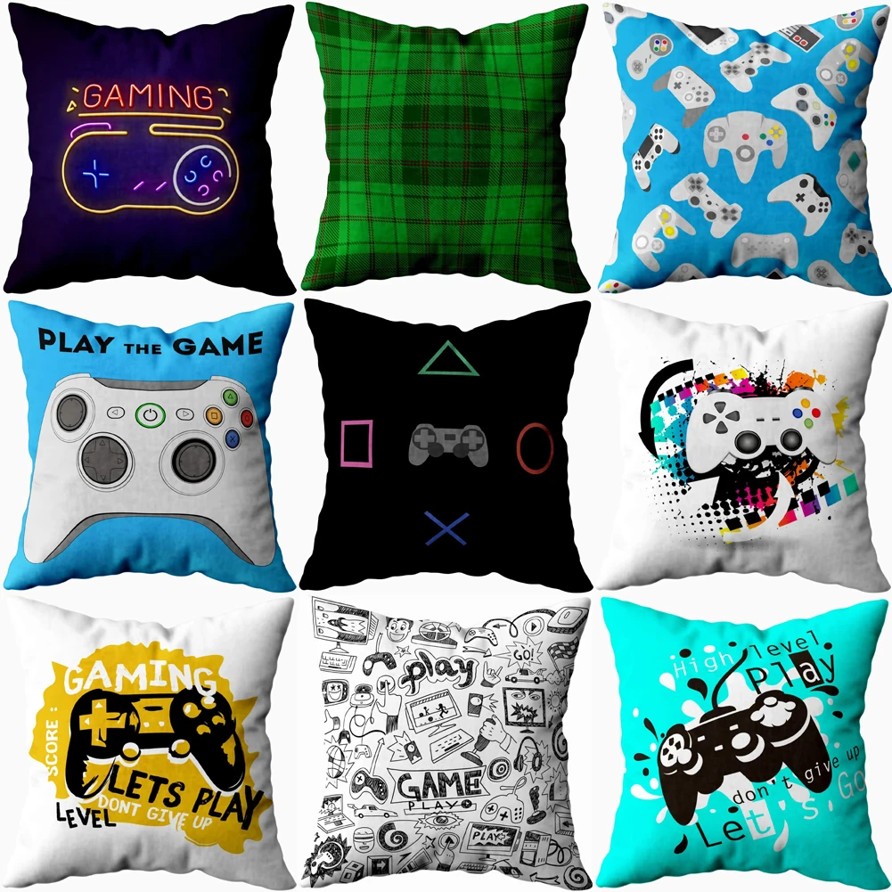 

Game Controller Pillowcase Joypad Joystick Throw Pillow Covers Boy Girl Kid Room Aesthetics Pillows Case for Bedroom 45x45cm