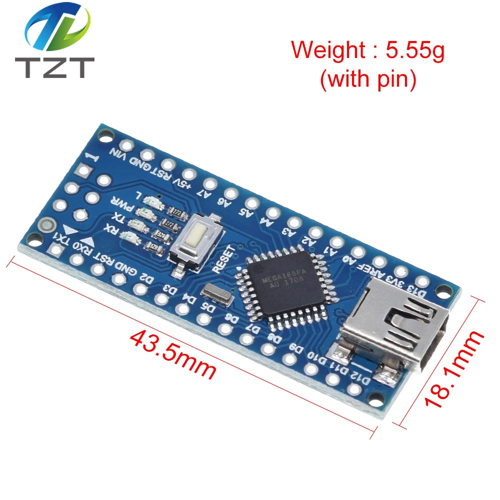 DIYTZT Nano Atmega168 Controller kompatibel für Arduino nano Atmega168PA-AU CH340 CH340C Ersetzen Sie den CH340G USB-Treiber – Detail 1