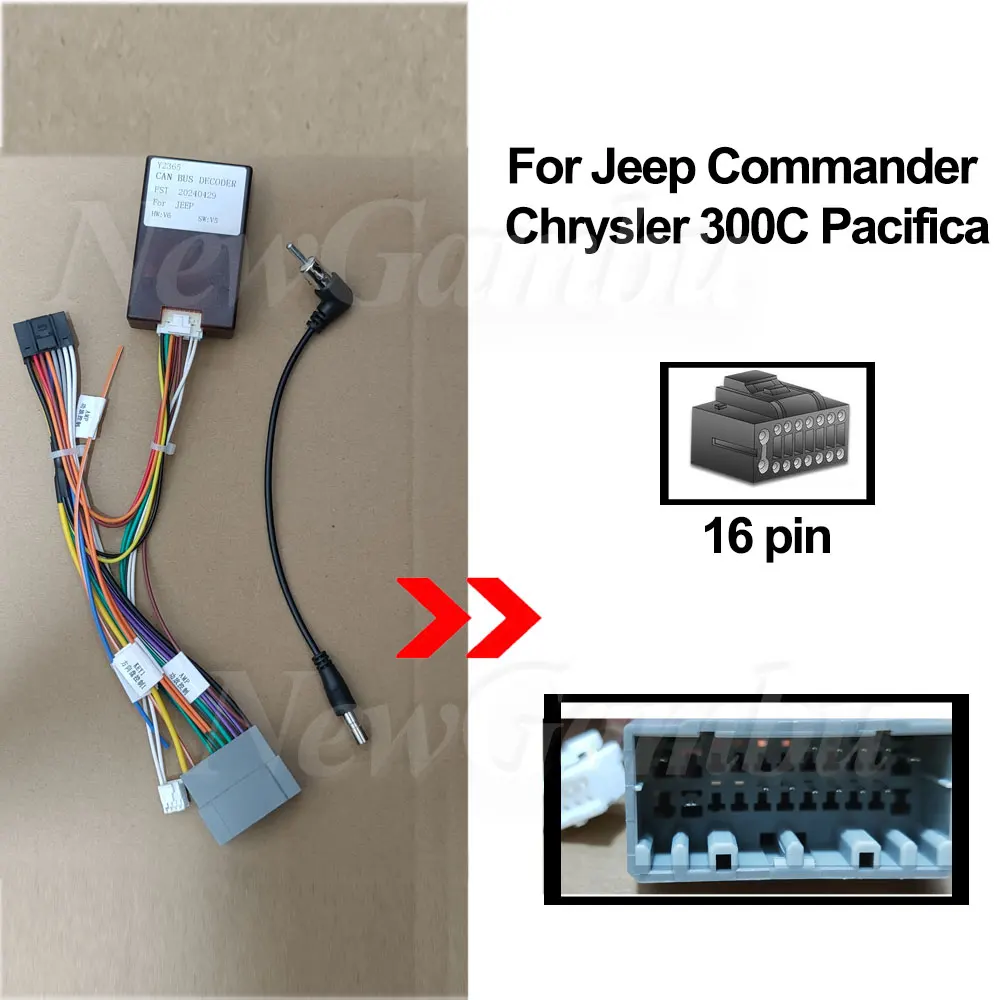 Car Wiring Harness Android Power Cable For Jeep Commander Chrysler 300C Pacifica Cable OR CANBUS OR CABLE AND CANBUS