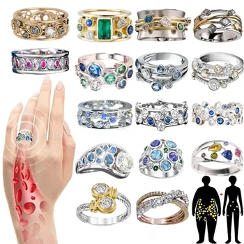 Women's Lymphatic Drainage Ring Fashion Multi-Line Dot Women's Ring Weight Loss Slimming Crystal Health Care Ring Jewelry 1