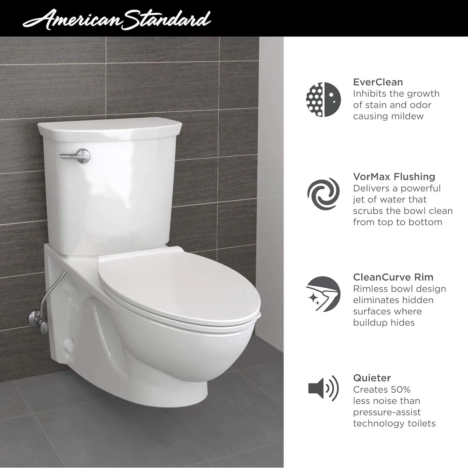 Standard Glenwall VorMax Wall Hung Elongated Toilet with Left Hand Trip Lever Gpf White White squatting toilet 3