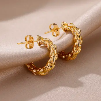 Stainless steel earrings for Women Vintage Gold Color Earrings Big Earrings Women Wedding Party Jewelry Gifts cheap sale 6