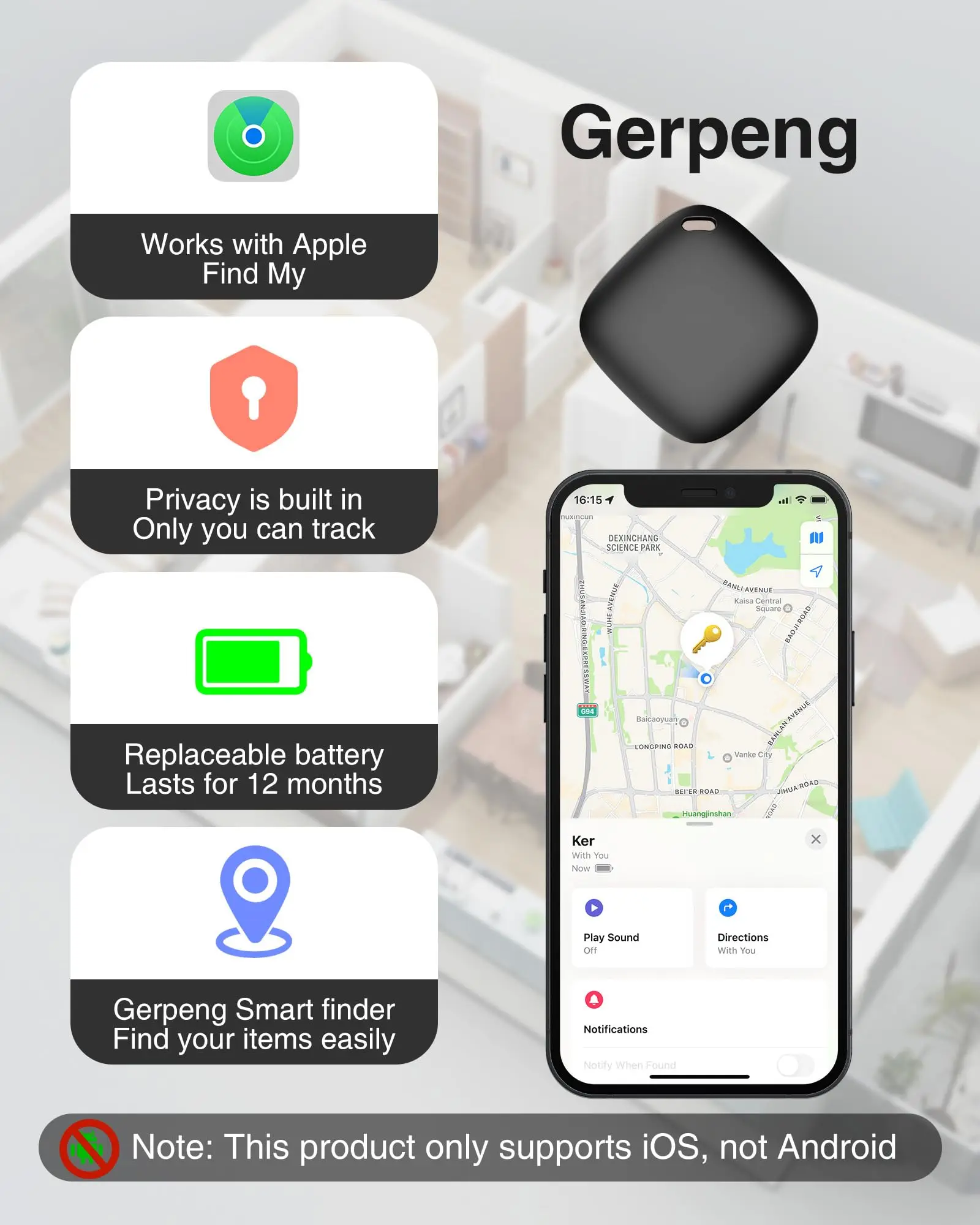 Bluetooth GPS Tracker for Air Tag Replacement Via Apple Find My to Locate Bag Bottle Card Wallet Bike Keys Finder MFI Smart ITag