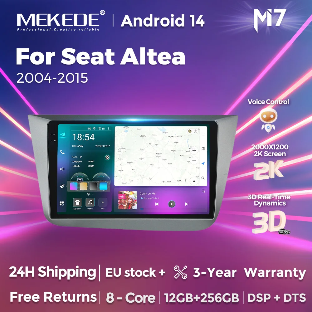 MEKEDE Android 14 Drahtlose CarPlay Auto Auto Radio Für Seat Altea 2004-2015 Navigation GPS Stereo DSP 4G BT Auto Multimedia Player