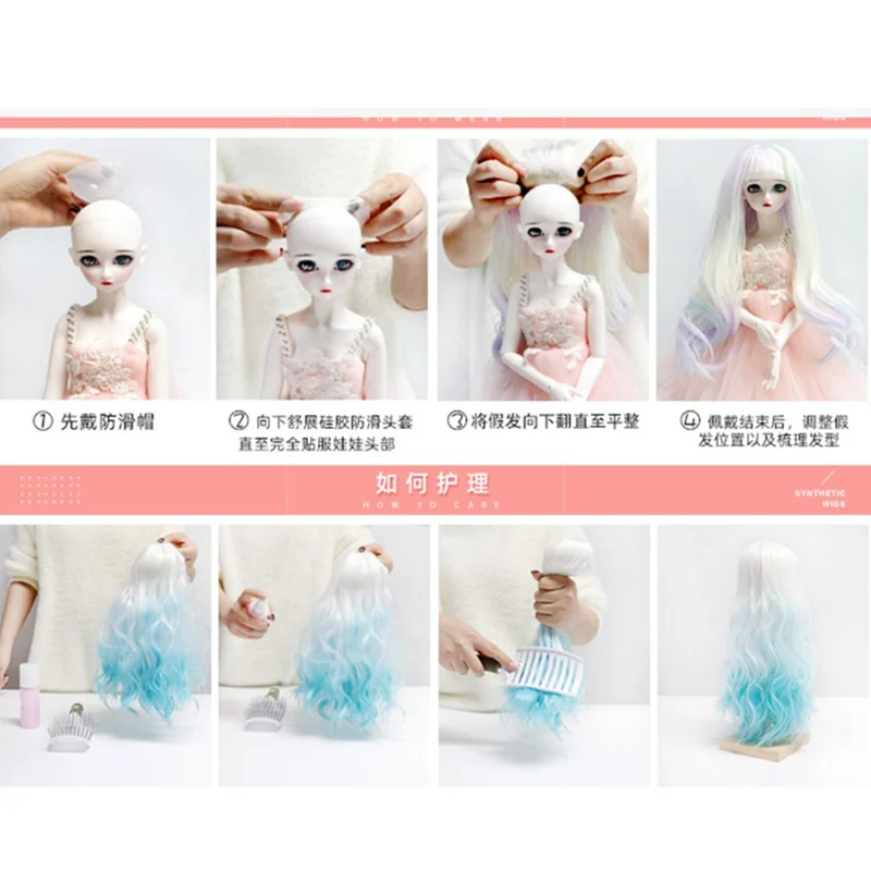 Acquista 15 Centimetri Bambola Parrucca Di Capelli FAI DA TE BJD Parrucche Riccioli Di Capelli Per Bambole SD Per Blythe Testa Di Bambola Accessori Di Riparazione 1/3 1/4 1/6 Bambole In Italia