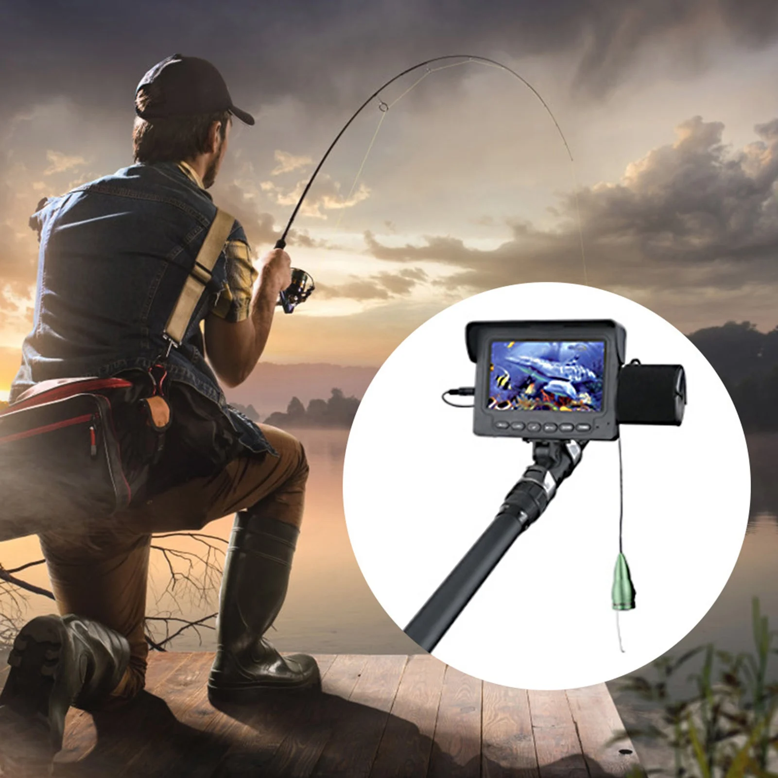 4.3" HD Colorful Underwater Visual Fish Finder Video Camera Fishing Kit CMOS Sensor (F008G‑15M‑IR) fish finder tool