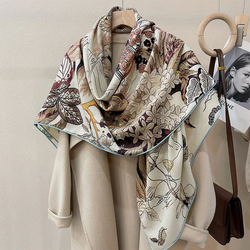 Sciarpa e scialle in lana di seta 135x135cm sciarpa di seta