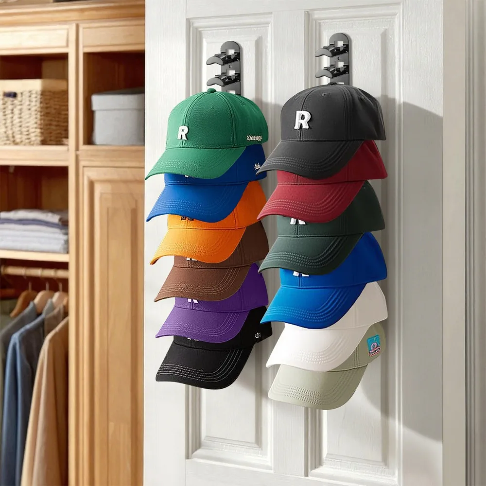 Soportes para Gorras de Béisbol, Soporte para Gorras Versátil con Adhesivo o para Perforar en la Pared, Almacenamiento d