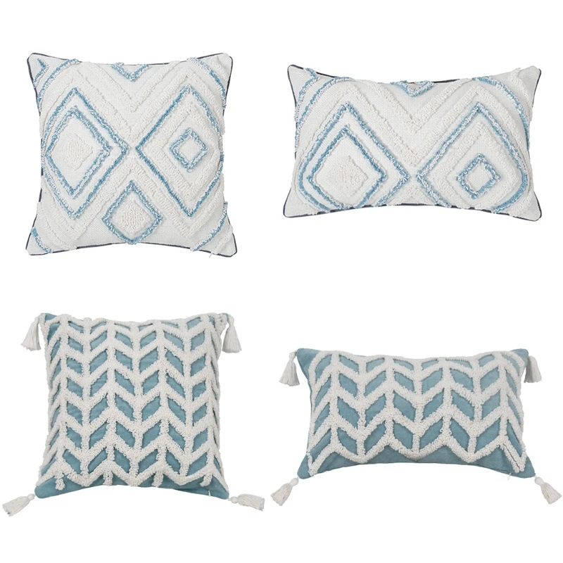 

Woven Tufted Boho Throw Pillow Cover Geometric Pattern Cushion for Case Farmhous