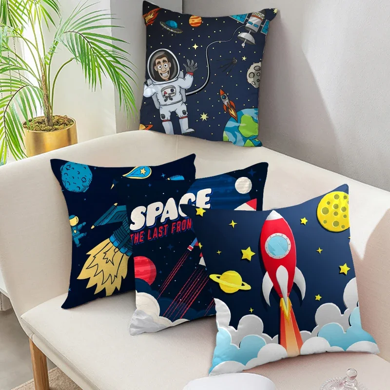 

Cartoon Astronaut Rocket Spaceship Sofa Home Bedroom Decoration Pillowcase Kids Room Pillowcase Space Theme Cushion Cover