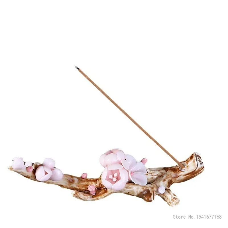 Creative Handmade Flower Kneading Incense Burner, Ceramic Plum Blossom Thread, Indoor Zen Incense Stove Holder, 1Pc