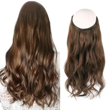 Wire Human Hair Extensions Transparent Wire Adjustable Size Secure Clips Natural Straight Secret Miracle Hairpiece #4 Medium