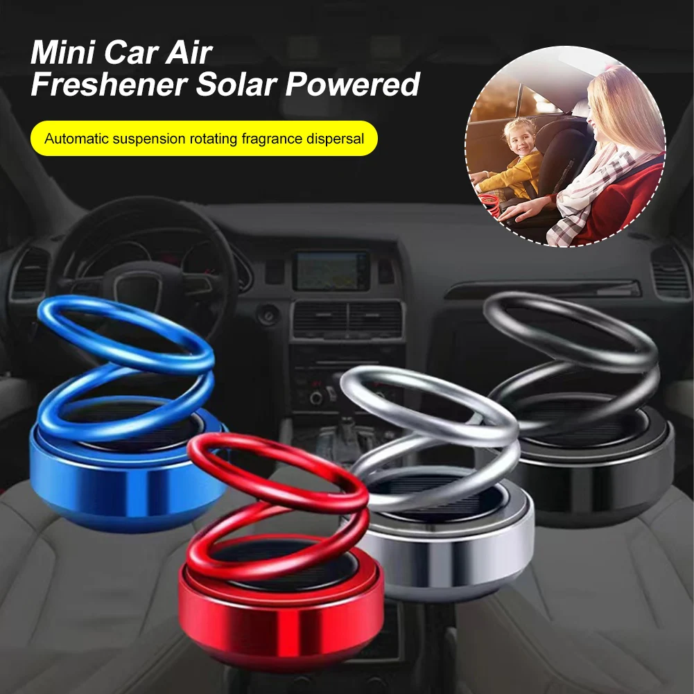 

Portable Mini Car Air Freshener Solar Powered Dynamic Levinating Rotating Double Ring Aroma Diffuser Essential Oil Diffuser