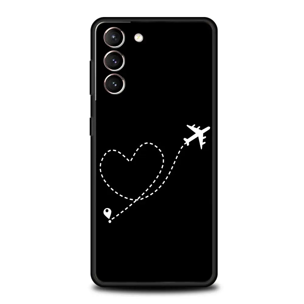 Stylish World Map Travel-Themed Soft Black Phone Case