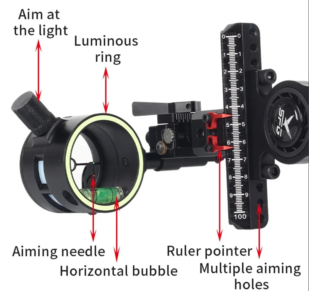 SPG Aluminum Alloy High Precision Adjustable Single Pin Compound Bow Sight Archery Shooting Hunting Accessories archery bow sight
