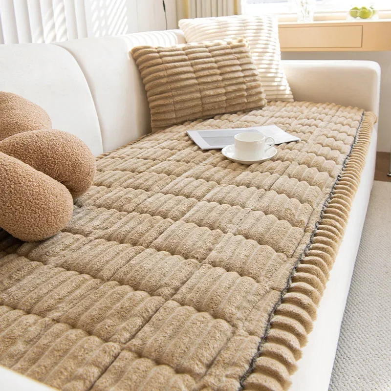 Sofa Mat Simple Modern Anti Slip Soft Plush Seat Cushion Comfortable Breathable Couch New Arrivalscorduroy  Dust Cover Cloth 3