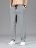 Men Clothing High Quality Casual Pants Summer Thin Ice Silk Straight Drawstring Elastic Waist Jogger Sweatpants Trousers Male 3