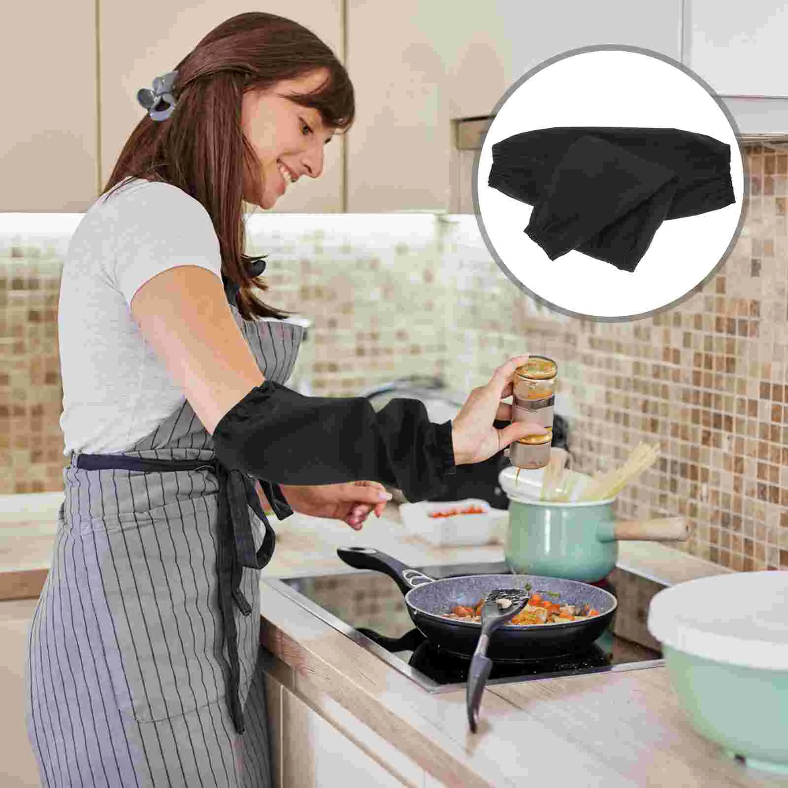 

2 Pcs Kitchen Sleeves Kitchen Arm Sleeves for Work Oil Proof Arm Reusable Working Gardening Home Cleaning Dish Washing at