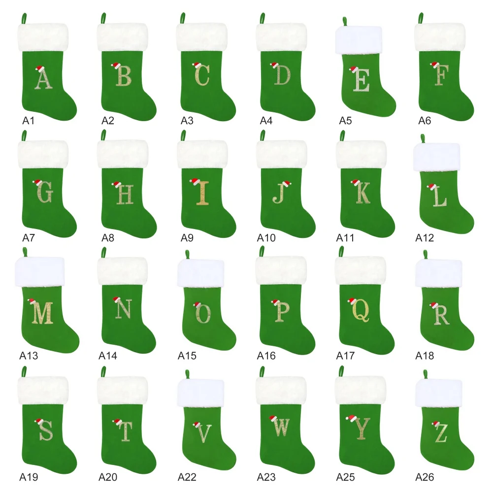Christmas Socks Letter Embroidered Hanging Knit Stocking Christmas Pendent for Festive Holiday Decorations