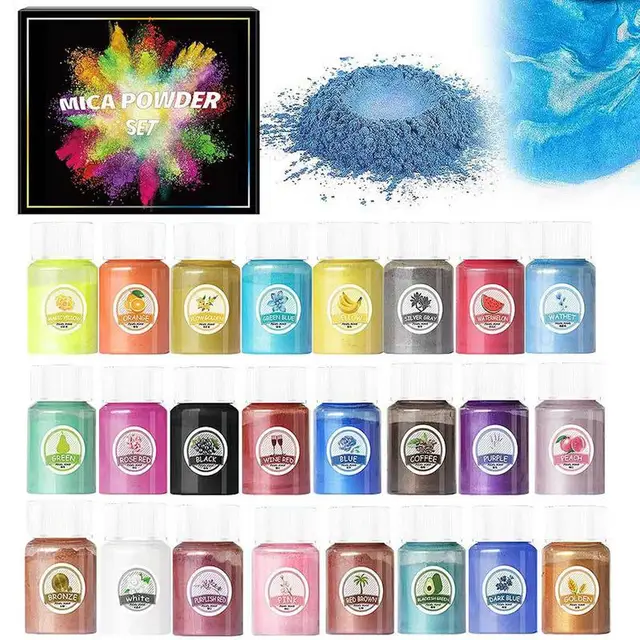 24 Színű Csillámpigment Porszappan Gyertya Smink Termék Biztonságos Anyagfestés Akvarell Rajz