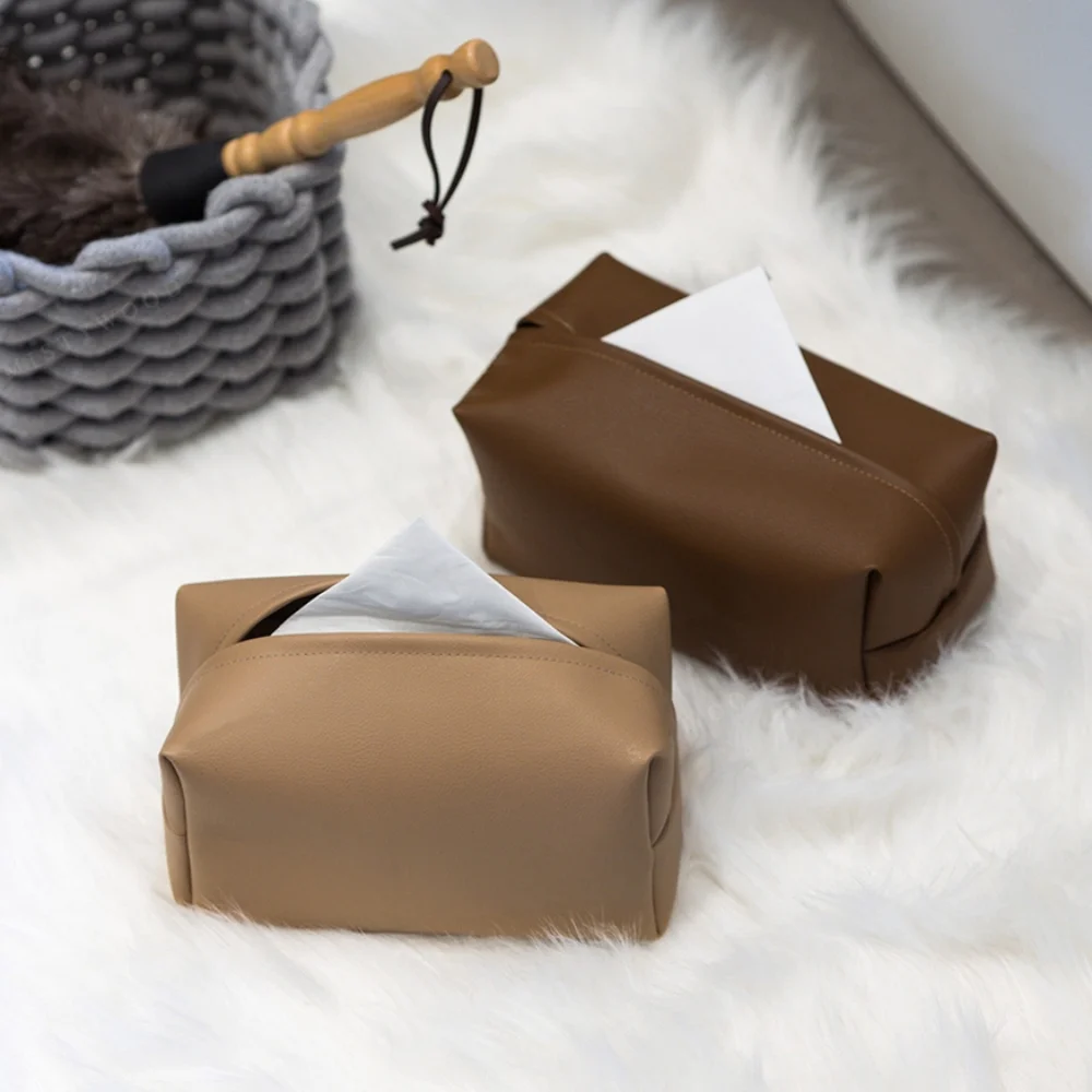 PU Leather Tissue Box New Environmental Napkin Foldable Cover Waterproof Dustproof Sundries Ontainer Kitchen Bathroom Accessorie 3