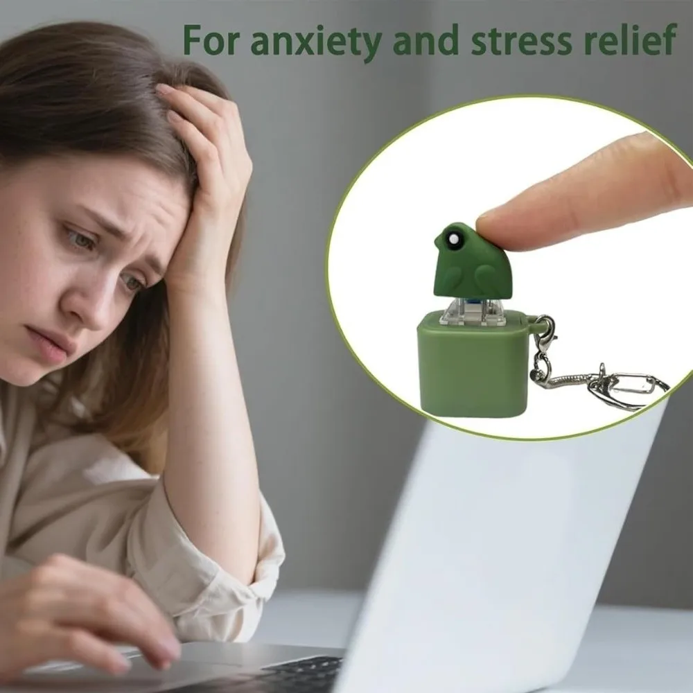 Rechargeable Croaking Frog Keychain Stress-Relieving Clicky Keyboard Stress Relief Fidget Keychain Pass The Time Key Button