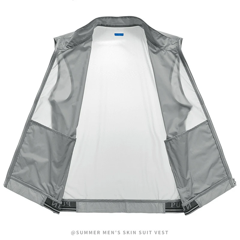 Cooling Vest Fisherman Vest 5XL Summer Ultra-thin Vest Men Outdoor Zipper Pocket Solid Color Cool Hiking Fishing Photography Leisure Cargo