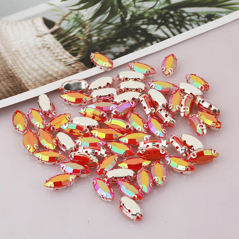 12-Color Acrylic Rhinestone Set with Silver Claw Settings for DIY Wedding Decorations