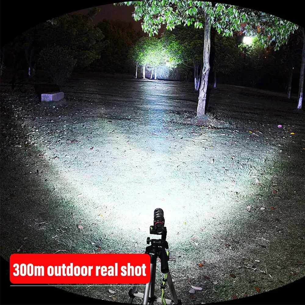 Led Flashlights High Power Zoomable Camping Torch T6 LED Lamp Beads Waterproof 4 Lighting Modes Multi Function USB Charger