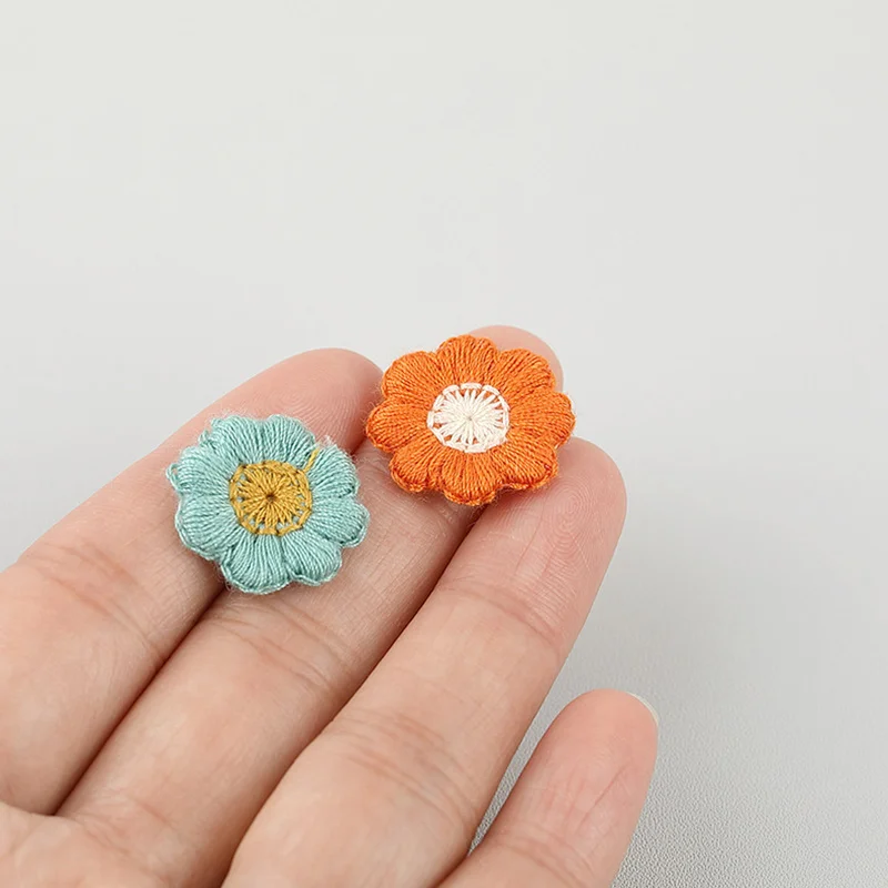 Clothes Applique 50pcs/lot Small Flower Patches Hand Stitch On Applique For Clothes Embroidered For Clothing DIY Motif Stripes Clothes 20mm