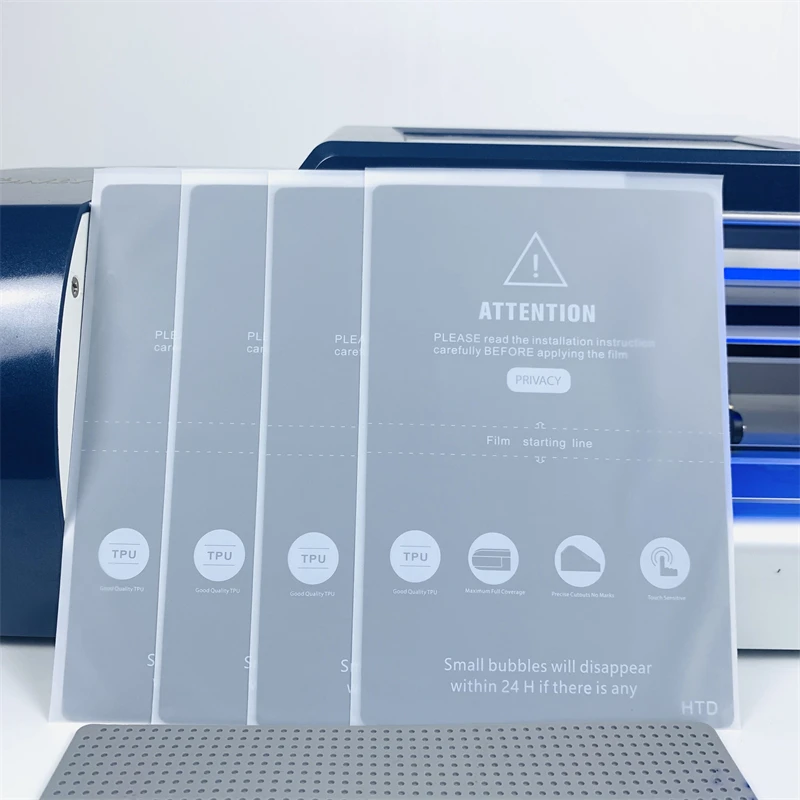 Vormir 50pcs TPU Privacy Hydorgel Film Sheets for iPhone 14 13 12 Pro Curved Screen Protector SS 890C Cut Machine HD Blue Films