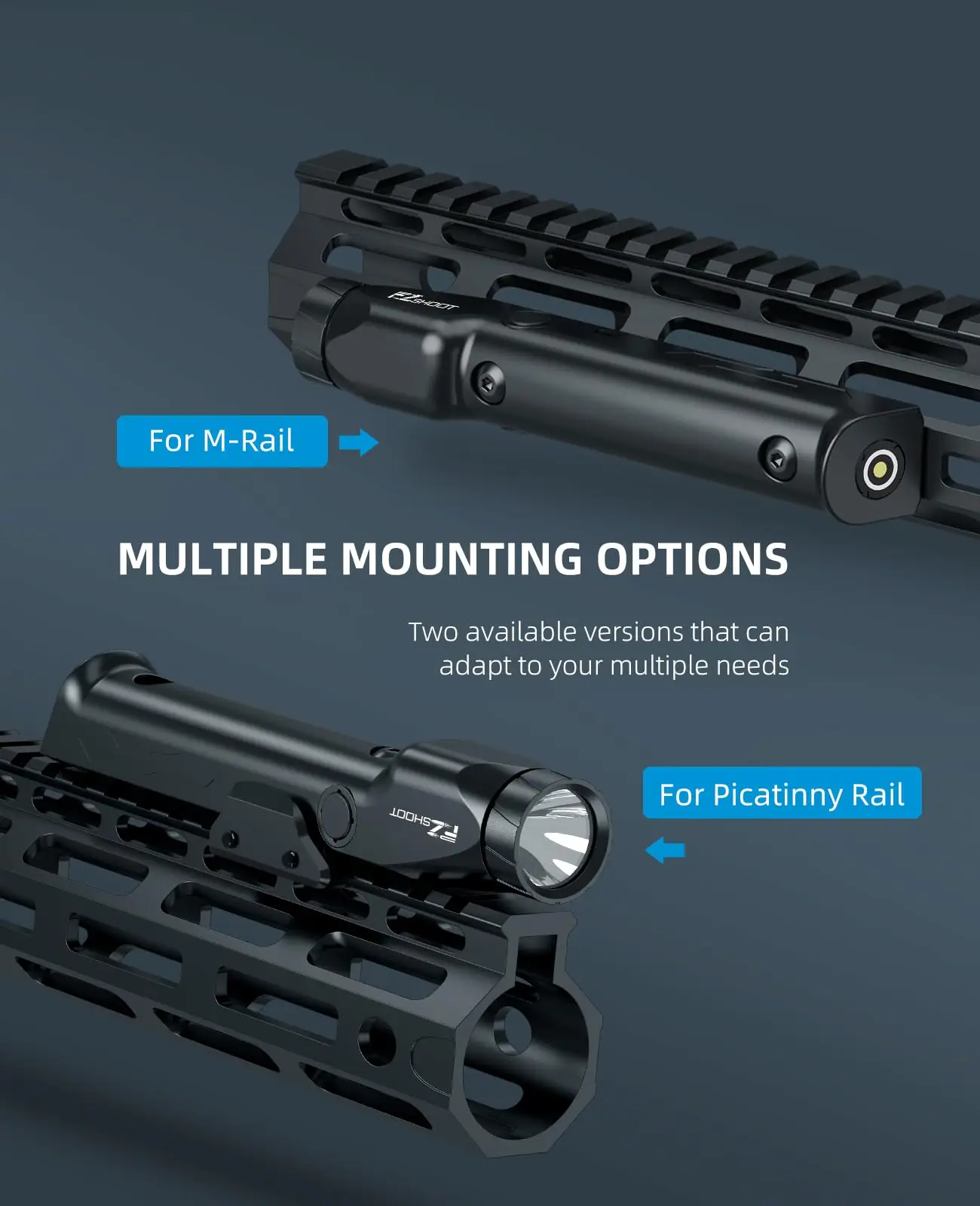 Tactical Flashlight 1700 Lumens Strobe Mode For M-Rail and Picatinny Magnetic Rechargeable Rifle Light
