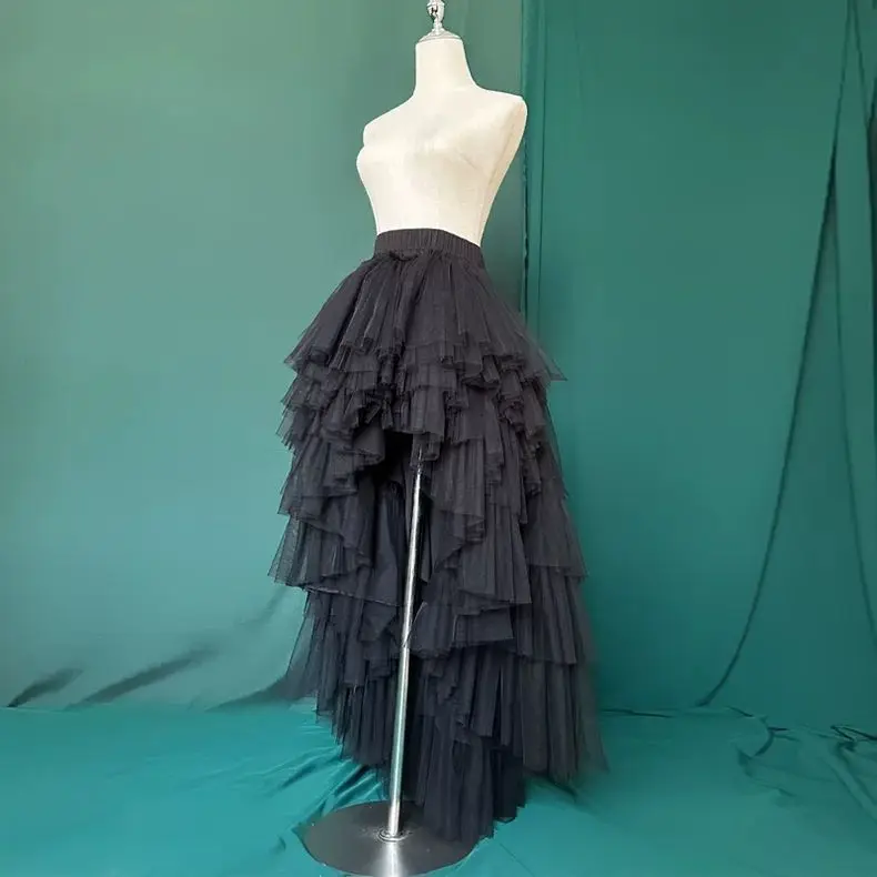 Petticoat Skirt Simple Short Front Long Back Skirt Detachable Mesh Tail Petticoat