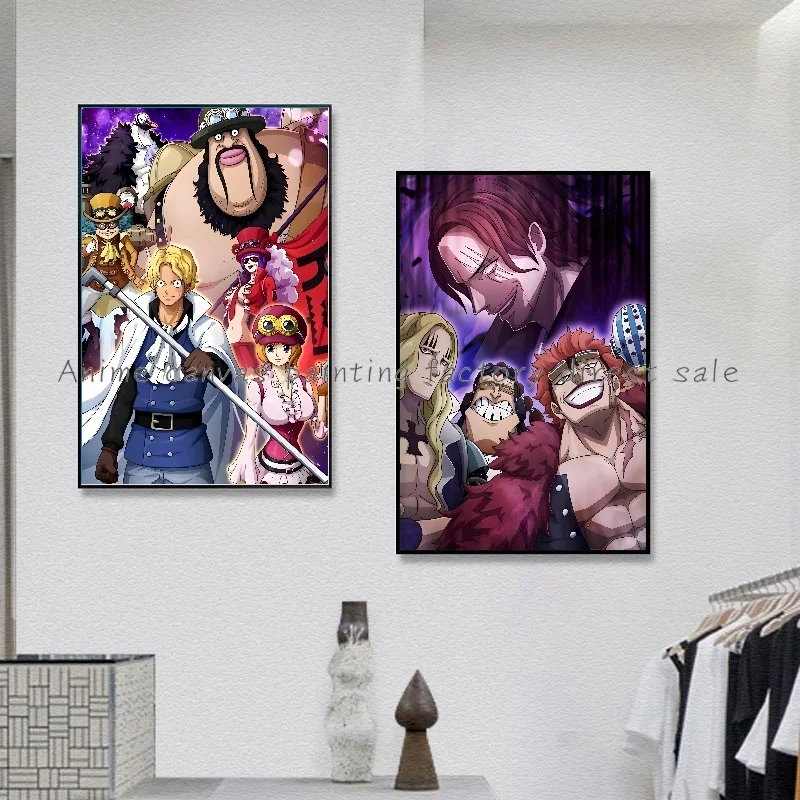 ワンピースアニメキャラクターポスター,ルフィ,サンジ,津波,HDプリント