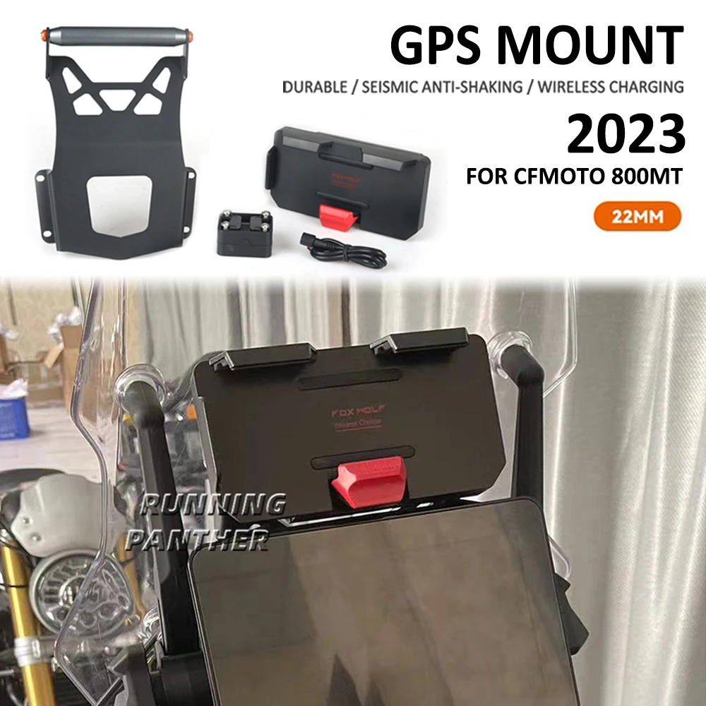 

New FOR CFMOTO 800MT 800 MT 2023 Motorcycle 22mm Crossbar GPS Phone Holder USB Wireless Charger Navigation Bracket Support Mount