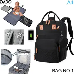 Deluxe Waterproof Diaper Backpack with Changing Station and Stroller Straps (A4 Black)