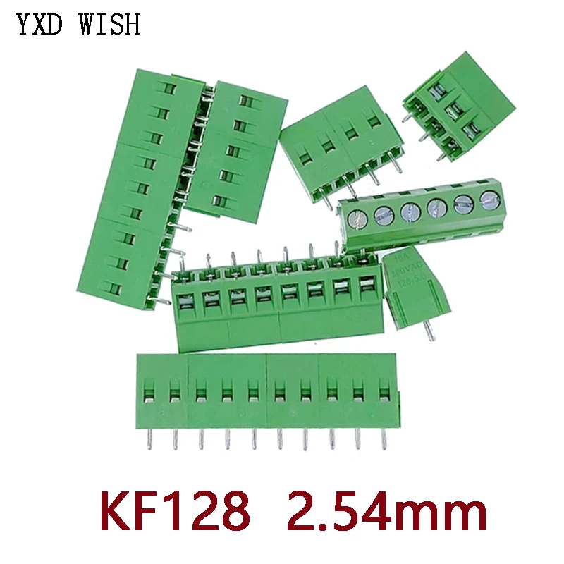Mini Conector dos Blocos Terminais do Parafuso do Pwb 2p 3p 4p 5p 6p 7p 8p 9p 10p 12p 16p Kf1282.54 Kf128 100 Peças