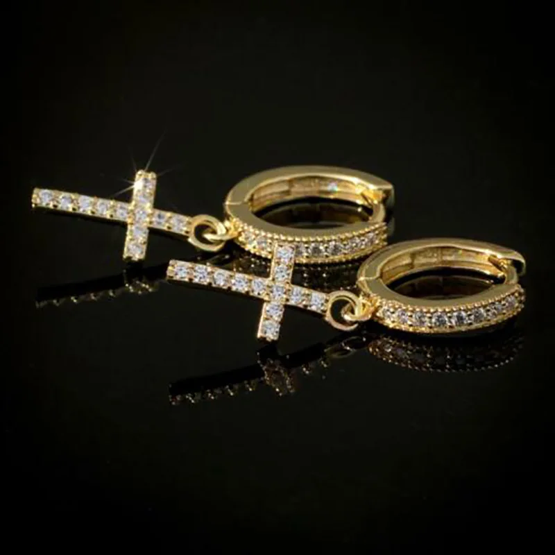 Klassische Kreuz Punkt-Bohrer Kristall Austauschbare Exquisite Weiße Farbe Ohrringe Für Frauen Männer Hiphop Party Schmuck Geschenke – Detail 8