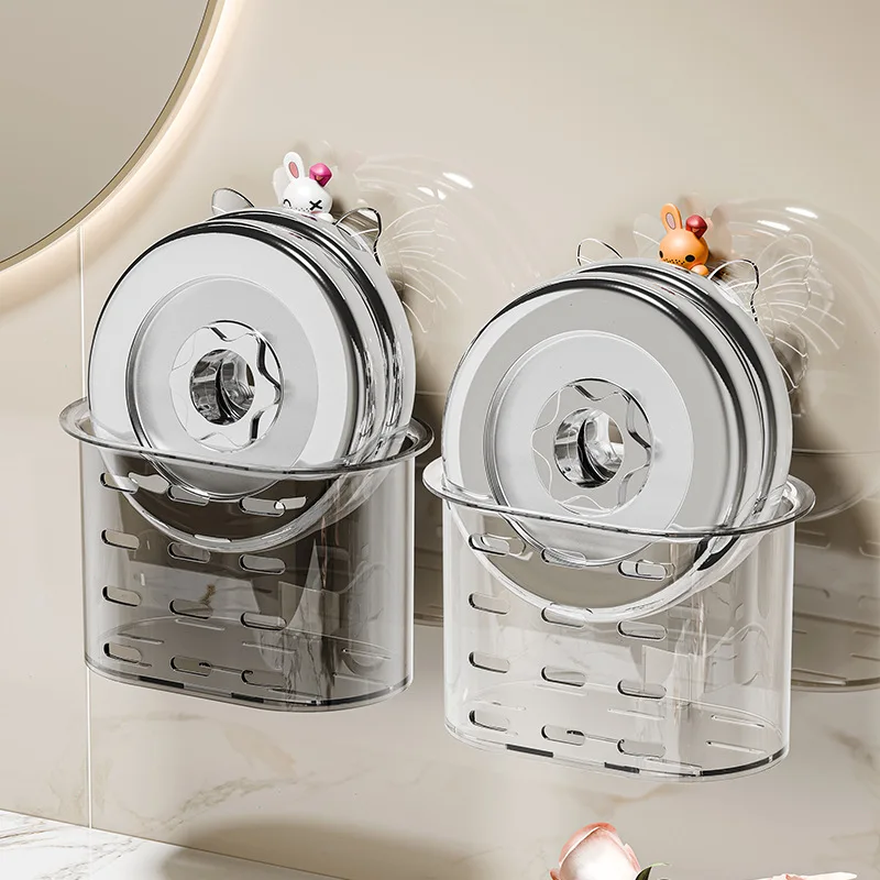 Bathroom suction rack punching-free toilet washstand plastic wall-hung cosmetic storage box 3