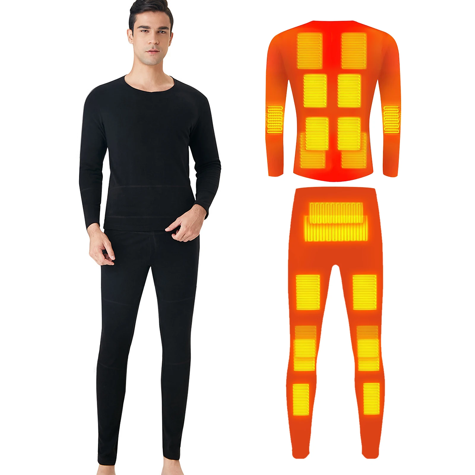 

Heated Underwear Men Winter Warm 20 Areas Electric USB Heating Shirt Pants Set App Control 5 Temperature Women's Heating Clothes