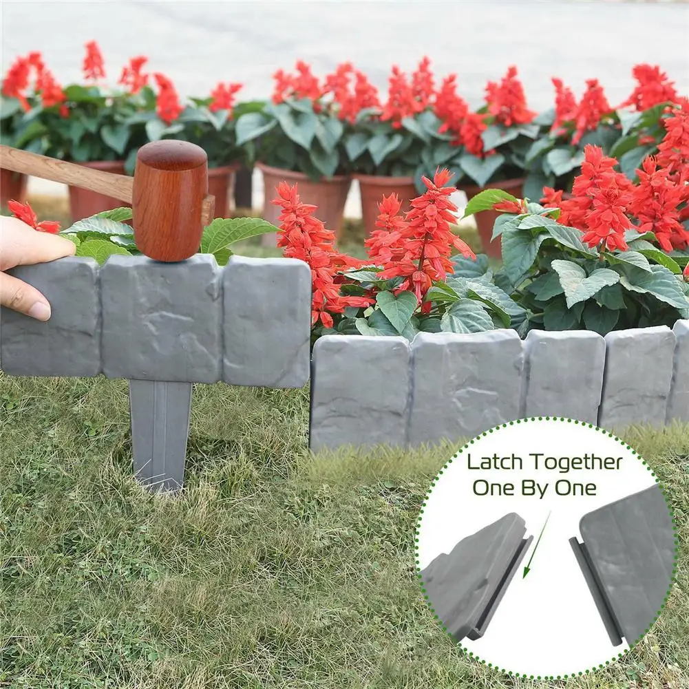 Description Picture 5 of item10/20pcs Garden Fence Imitation Stone Plant Support Stake Outdoor Landscape Edging Decorative Border Garden Plant Accessories