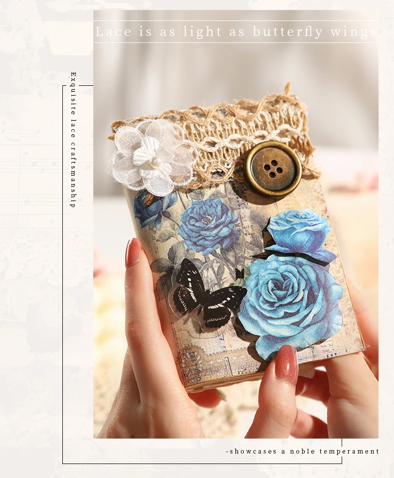 Yoofun 30 Blatt elegante Blume Vintage Spitze Material Papier kreative Scrap bookng Journal Collage Planer Dekor Briefpapier Papier – Detail 10