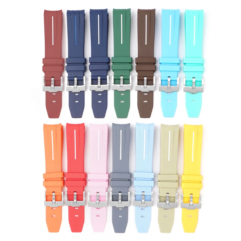 Silicone Diving Sport Watch Band - Curved End TPU Rubber Strap 20mm
