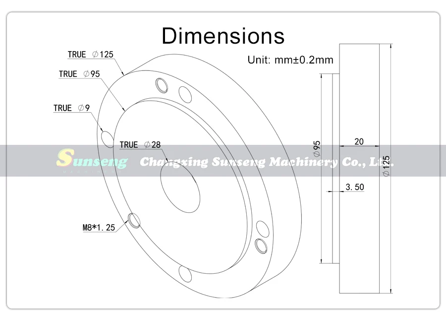 Flange de mandril de ação única para