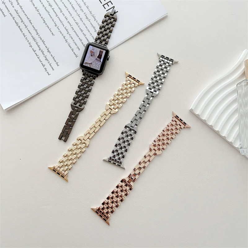 

Ремешок из нержавеющей стали для Apple Watch Band 45 мм 44 мм 42 мм 40 41 мм Ultra 2 49 мм, металлический браслет для IWatch 9 8 7 se 6 5 4 Correa