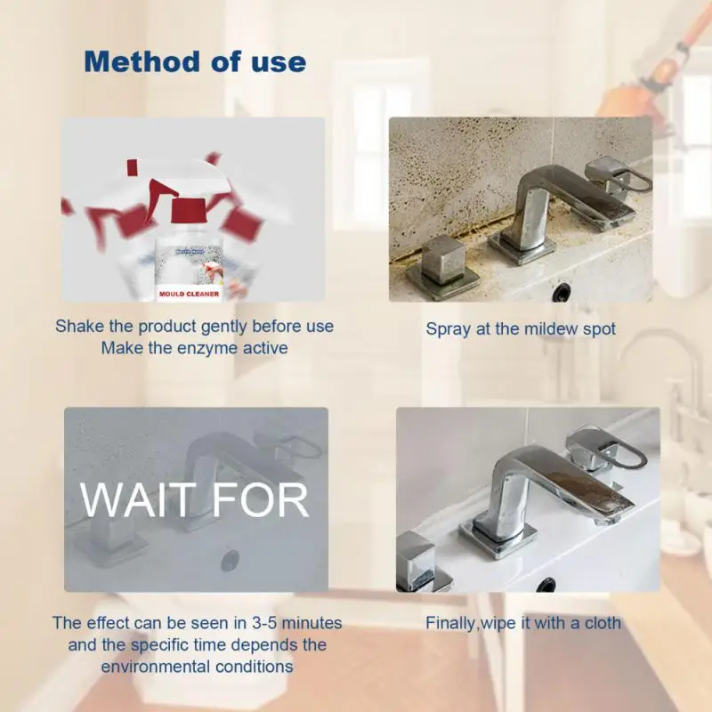 60ml Mould Cleaning Spray Wall Mold Remover Bathroom Kitchen Effective Mildew Removal Cleaner mildew remover cleaner